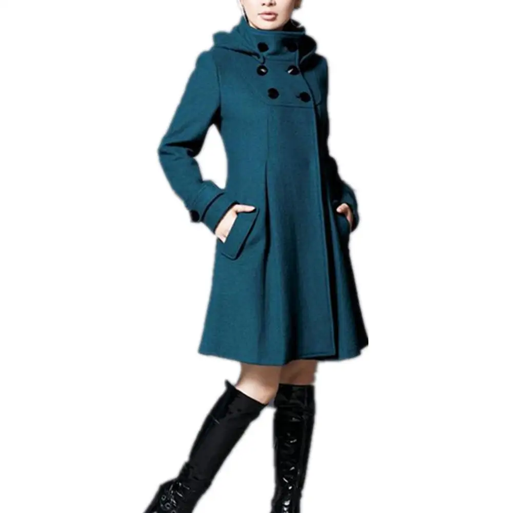 Lisa Colly Женская осенне-зимняя куртка пальто с капюшоном модное с длинными рукавами шерстяное пальто Верхняя одежда тонкая имитация кашемира Верхняя одежда - Цвет: Армейский зеленый