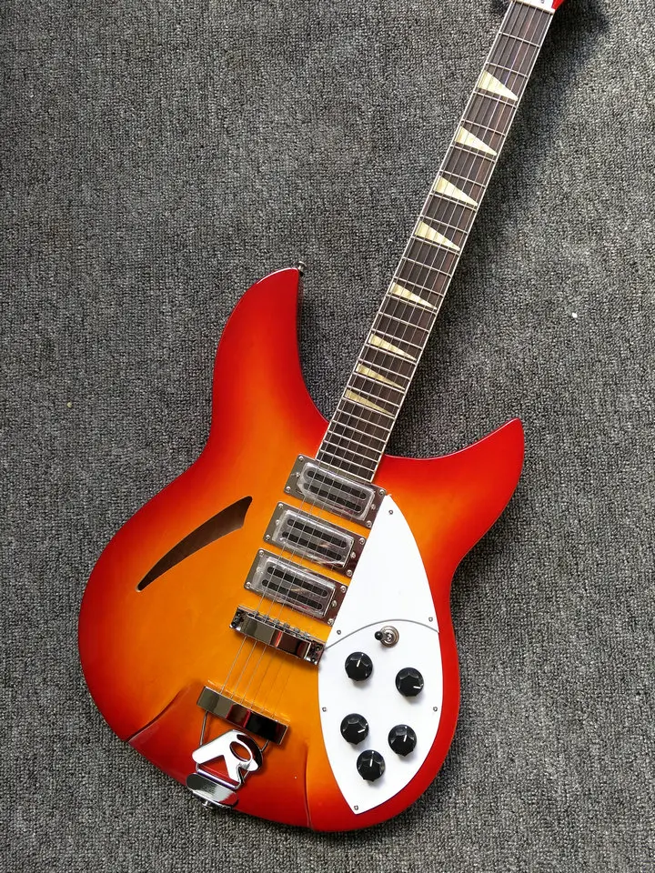 

2017 new factory+cherry red 6 strings Rickenback electric jazz guitar 3 pickups semi hollow 12 string Ricken 330 jazz guitar