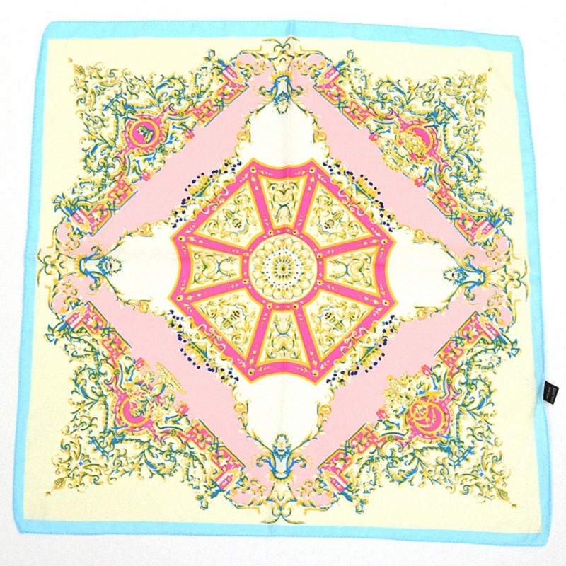 

60X60cm Vintage Printing Pattern Fashion Lady Scarf Spring Summer Sunscreen Women Silk Shawls Small Square Scarves S004-Mirror