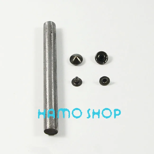 

100pcs/lot 9mm Free Shipping Cone Rivet Metal Studs Leather Craft DIY Fashion Clothes Biker Rapid Punk Rock Black With Tool