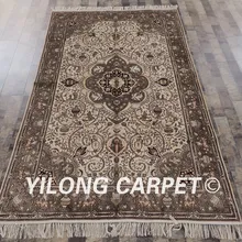 Yilong 5'x8 серый и бежевый Classic персидский шелковые ковры ручной работы Восточный ковер конструкции(ZW049M5x8