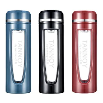 

European glass double-layer heat-resistant creative with cover filter men's women's cups anti-drop cups portable hand cups 400ML