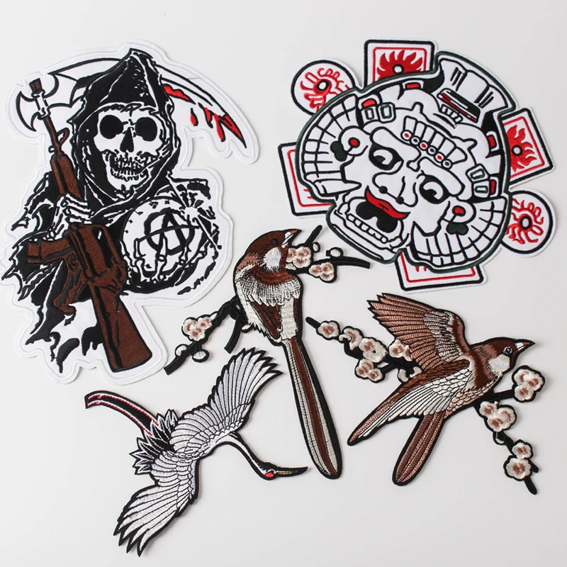 

1ps Big bird crane cartoon tiger Sewing Clothes Patch Iron On Embroidery Patches Hotfix Applique Motifs Sew On cartoon Patch E36