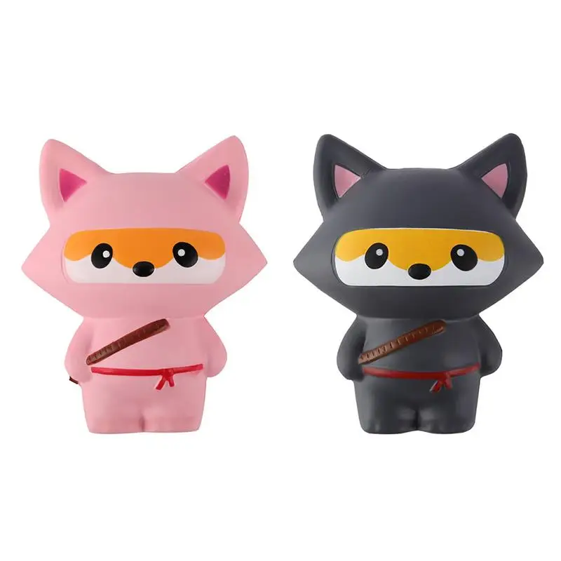 

Cute Cartoon Ninja Fox Jumbo Squishies Slow Rising Squishies Scented Soft Toys Stress Relief Home Decor Toy Gift Grey Pink