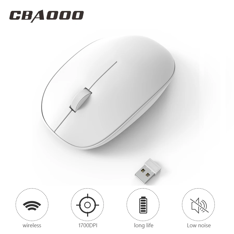 

Wireless Mouse 2.4G Ergonomic Mice 1700DPI Optical Mice Computer Mouse with USB Receiver For PC Laptop Desktop Notebook PC Mause