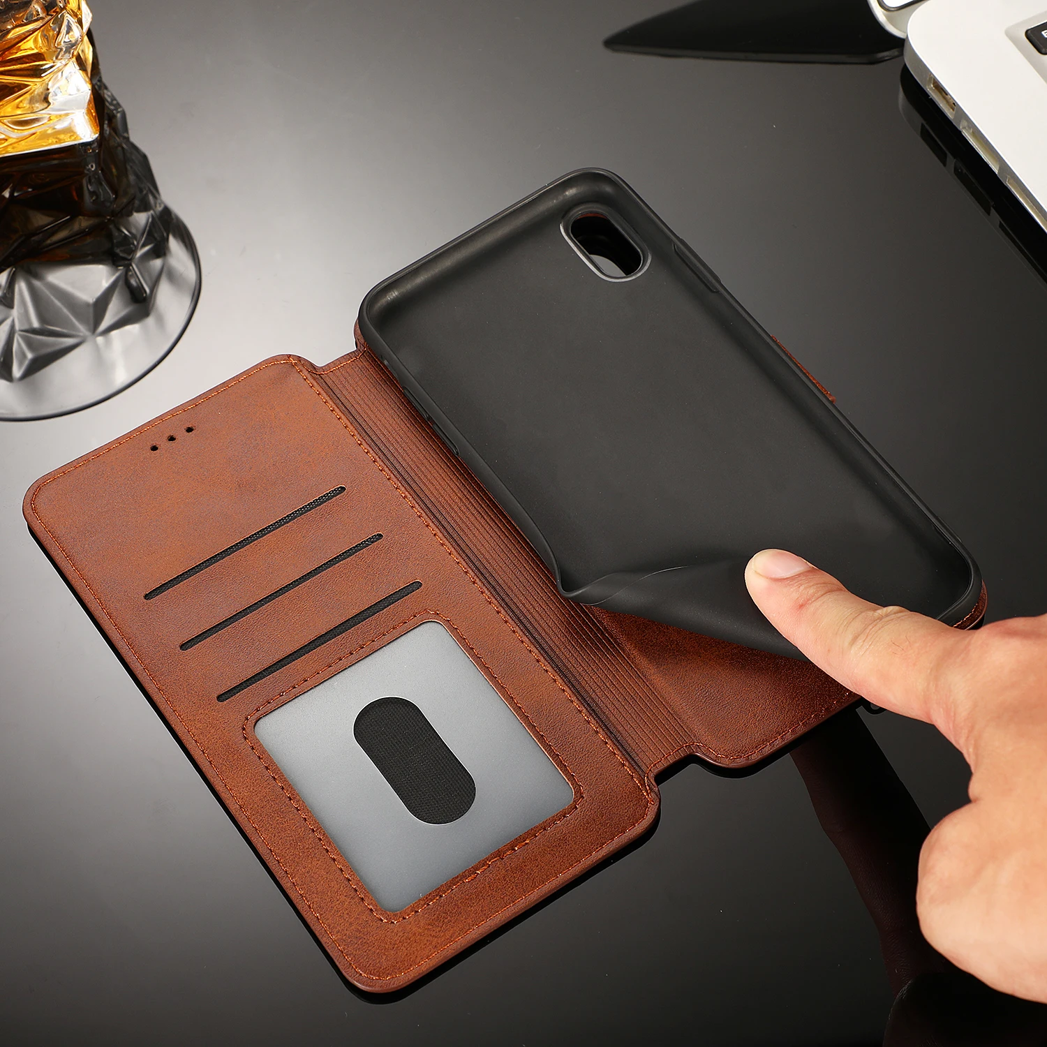 Роскошный кожаный флип-чехол в стиле ретро для Iphone Xs Max Xr X 8 7 6 6s Plus Etui держатель для карт кошелек Подставка для телефона чехол для Iphone 5 5S se