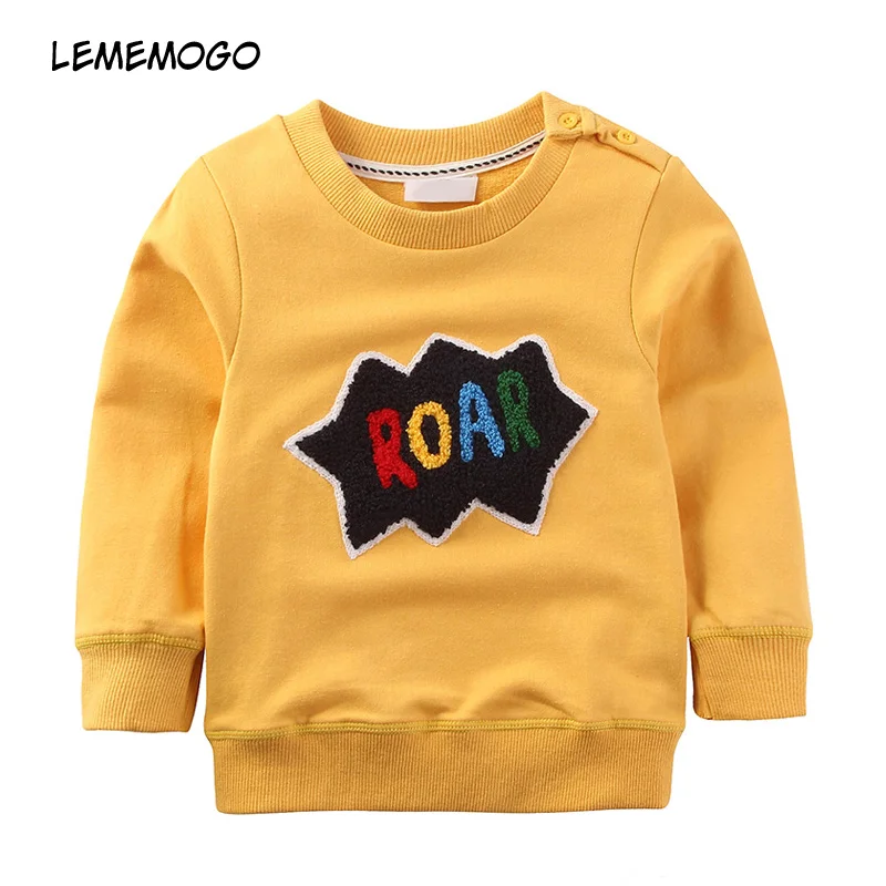 Lememogo/осенние свитшоты для активных мальчиков возрастом от 1 года до 6 лет новые хлопковые желтые свитера с надписью для маленьких детей, одежда для мальчиков, пальто для малышей, одежда - Цвет: Picture color