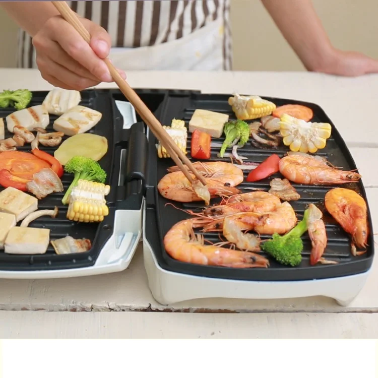 

220V Multifunctional Electric BBQ Grill Plate Machine Non-stick Electric Double Side Heating Plate Barbecue Breakfast Maker