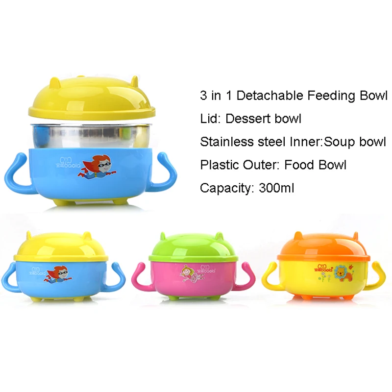 Detachable Baby Feeding Dish Bowl Anti Slip Children Tableware Dinnerware (12)