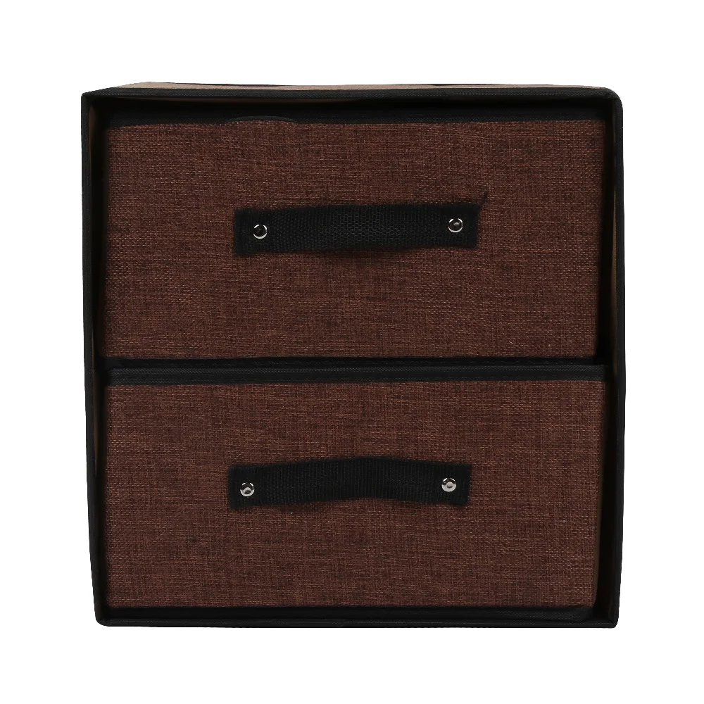 Моющаяся Ткань Коробка для хранения Тип Ящика практичная ткань коробка для хранения Органайзер разобранные и сложенные льняные ящики для хранения - Цвет: Coffee