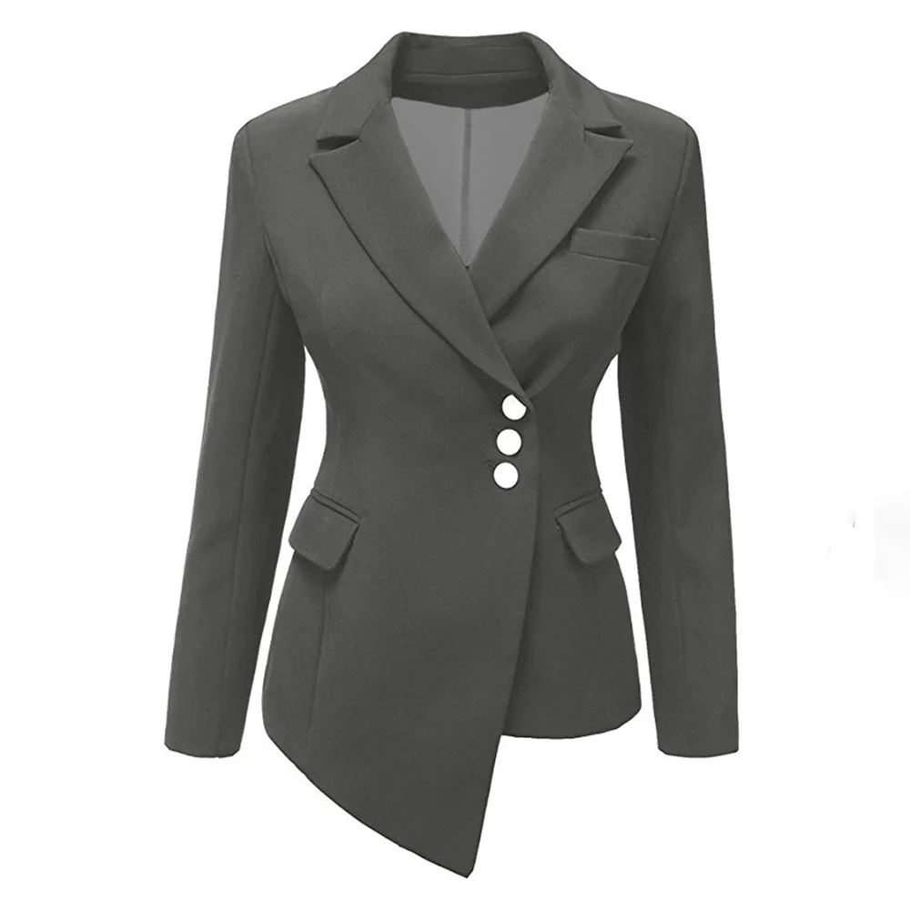 Meaneor Casual Autumn Female Coat Lapel Roll Up Sleeve