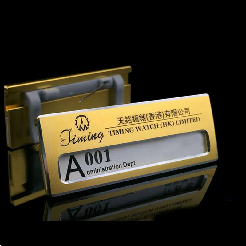 

10pcs custom 70*26mm name badge holder aluminum alloy nameplate reusable employee name tag