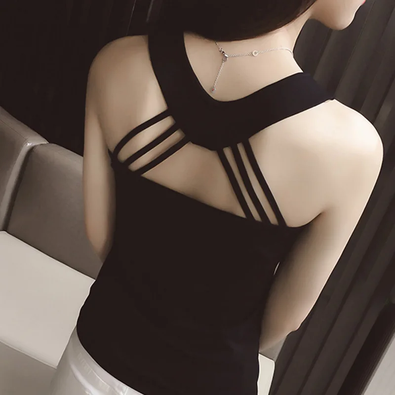 

Summer new sweet back Hollow cross solid color vest shirt camisole