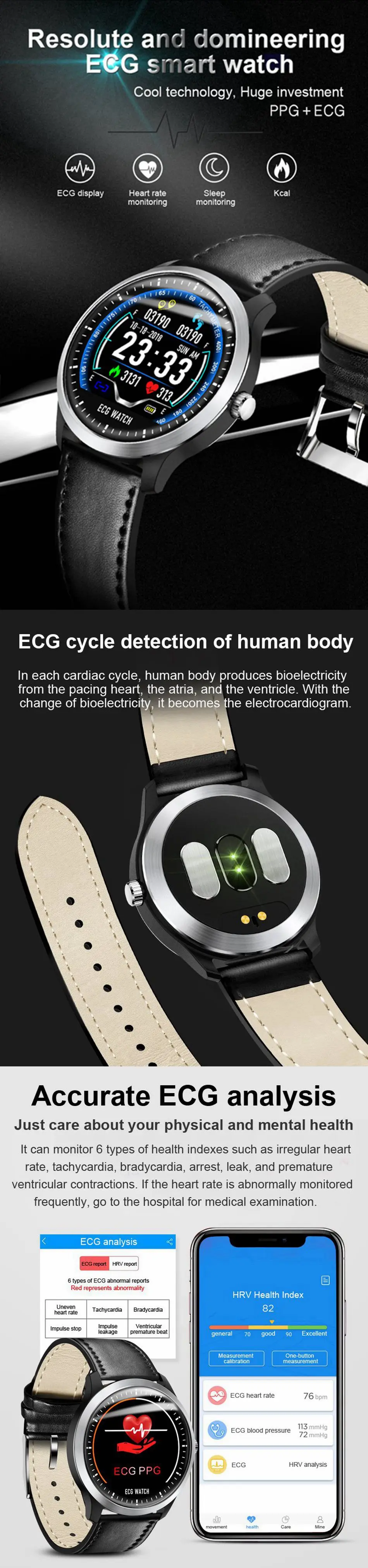Vwar N58 ЭКГ умные часы для мужчин монитор сердечного ритма Смарт часы Поддержка электрокардиограмма измерения для мужчин t 3D Мульти Спорт фитнес-трекер
