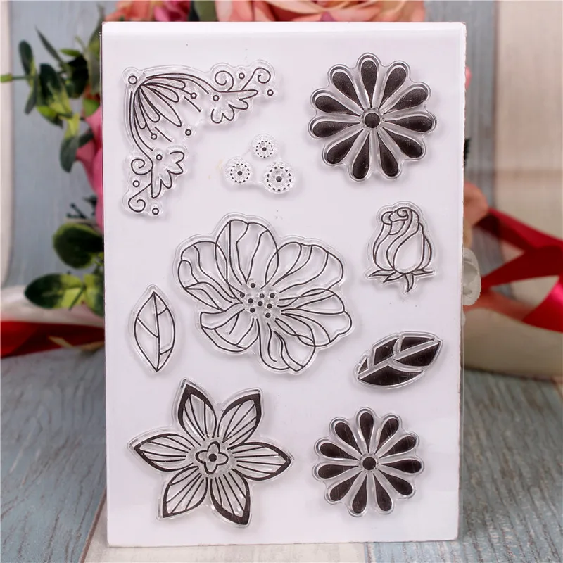 

Rubber Silicone Clear Stamps for Scrapbooking Tampons Transparents Seal Background Stamp Card Making Diy Flowers