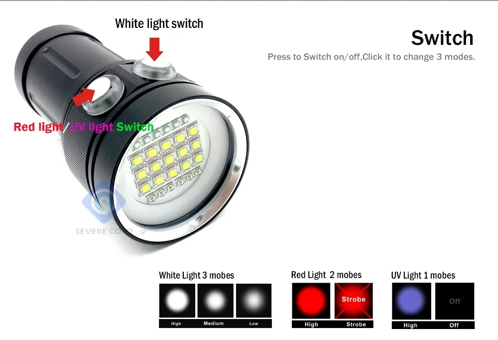 Сильный Холодный Профессиональный Дайвинг видео свет подводный ручной фотографии белый красный УФ свет светодиодный фонарик для подводной съемки