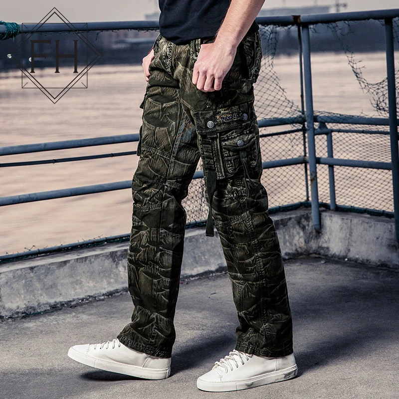FuHao Brand Pocket Men's Camouflage Cargo Pants Men
