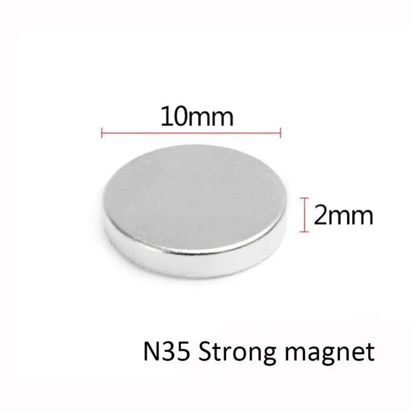 100 шт. N35 Супер Сильные 10 мм X 2 мм круглые Дисковые Магниты редкоземельные неодимовые магнитные наклейки на холодильник Примечание Набор# SYS