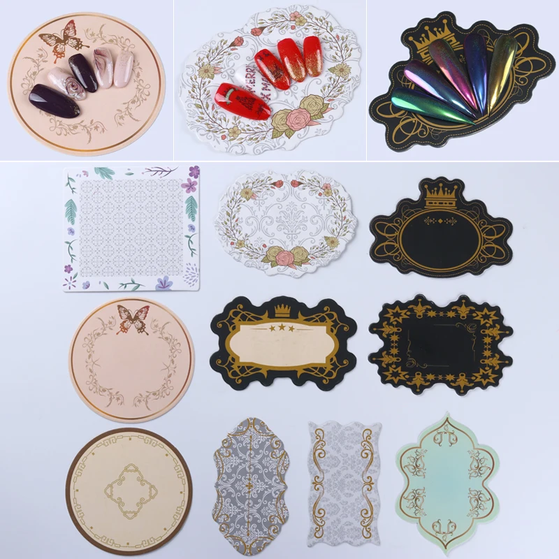 

10Pcs Nail Tips Display Board Hard Paper Showing Shell Cards Retro Style Nail Art Display Tools for Nail Spa