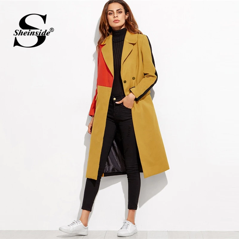 Sheinside Double Breasted Wool Coat Women Long Sleeve Color Block Outerwear 2018 Winter Clothes Elegant Overcoat Lady Long Coats Sheinside Double Breasted Wool Coat Women Long Sleeve Color Block Outerwear 2018 Winter Clothes Elegant Overcoat Lady Long Coats