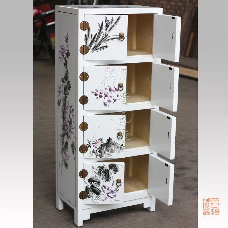 Jinyuan Heng New Chinese Corner Cabinet Wood Painted White Lacquer