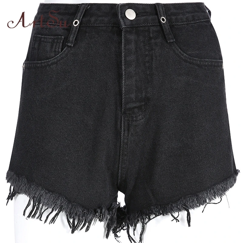 

ArtSu Cut Out Harajuku Denim Shorts Ladies Casual Cotton High Waist Jeans Shorts Women Hot Short Pants Summer ASSH20073