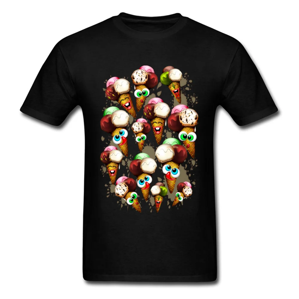 Мороженого мультфильм хлопок ткань Для мужчин; короткий рукав футболки подарок Лето/Осень футболка Дешевые круглым вырезом- рубашка
