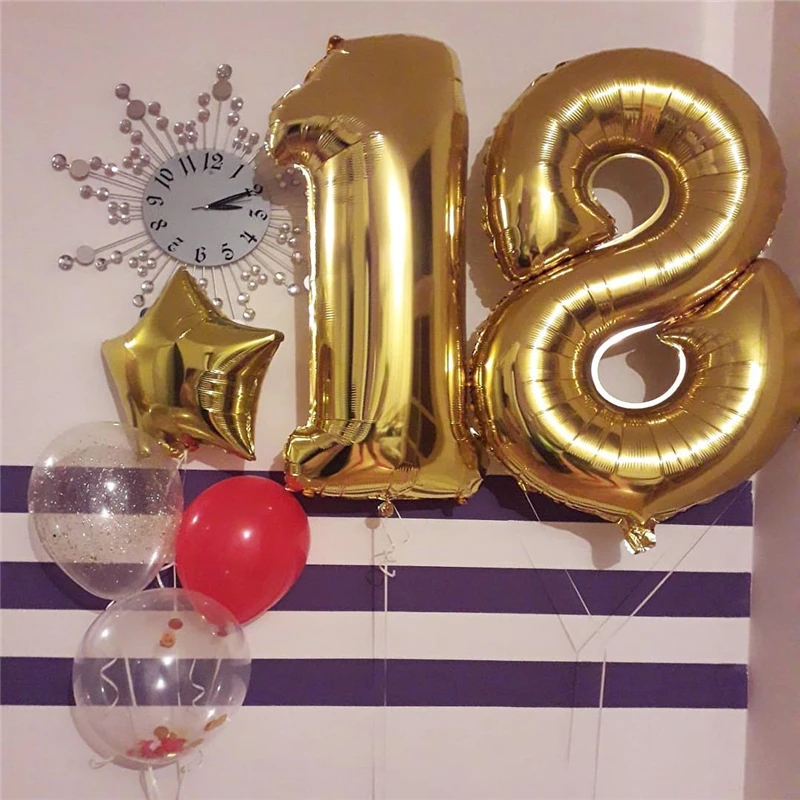 32/40 дюймов номер 18 шар цвета: золотистый, серебристый синий розовый цвет цифр Фольга воздушные шары для мальчиков и девочек 18th день рождения Юбилей вечерние Декор