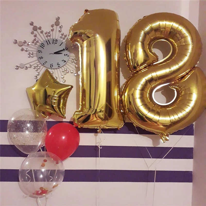 Globos de cumpleaños 18 años. Globos número numerado (18 años