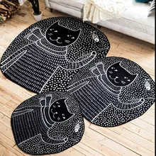 Gato preto dos desenhos animados carpet, 100*110 centímetros sala carpet, negro cor dos desenhos animados quarto tapete de chão, Pastoral decoração de casa tapete