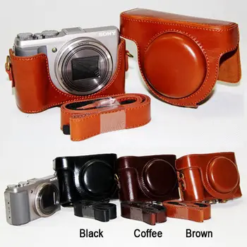 

PU Leather camera case bag Cover with Strap for Sony Cyber-Shot DSC-HX60V HX60 HX50 HX50V DSC-HX90V HX90 WX500, 1PCS,
