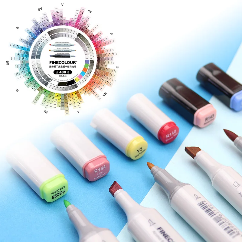 FINECOLOUR 240/480Colors EF100/EF101/EF102 Art Marker Set Dual Head Oily Alcohol Based Sketch Markers Pen Art Painting Supplies