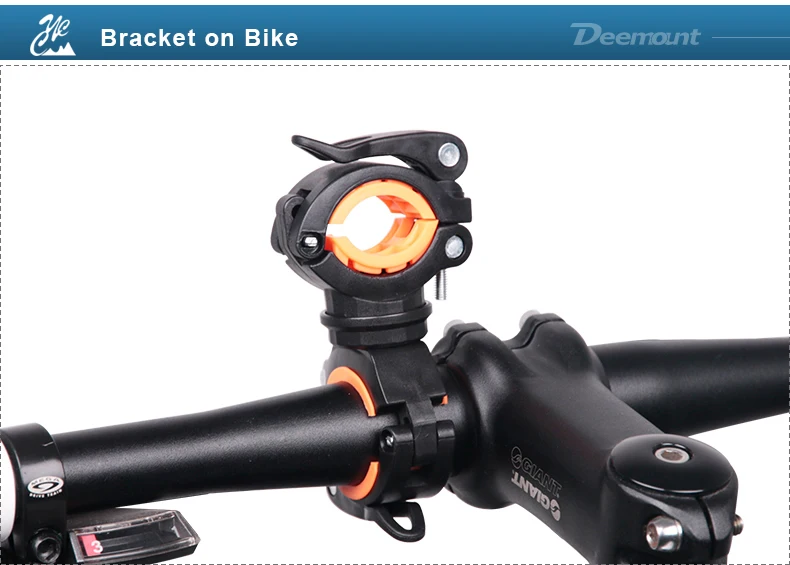Excellent Deemount Bicycle Light Bracket Bike Lamp Holder LED Torch Headlight Pump Stand Quick Release Mount 360 Degree Rotatable HLD-211 3