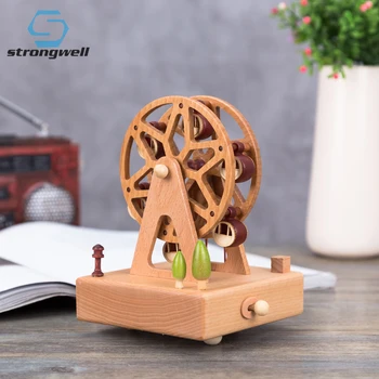 

Strongwell Music Box Wooden Solid Wood Ferris Wheel Crafts Decoration Sky City Carousel Christmas Birthday Gift Ideas