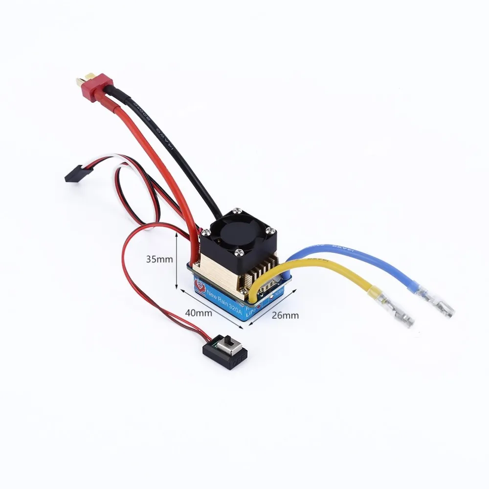 Водонепроницаемый матовый ESC 320A 3 S с вентилятором 5 В 3A BEC T-разъем для 1/10 RC автомобиль