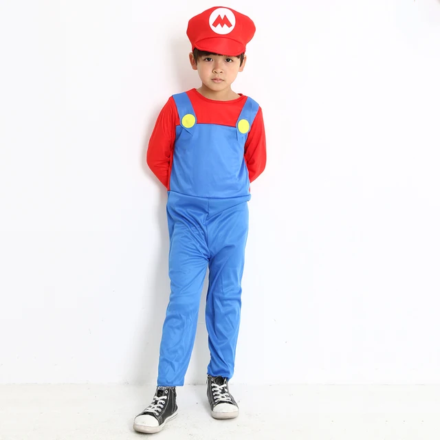 Cosplay Adults and Kids Super Mario Bros Cosplay Dance Costume Set Children Halloween Party MARIO & LUIGI Costume for Kids Gifts -