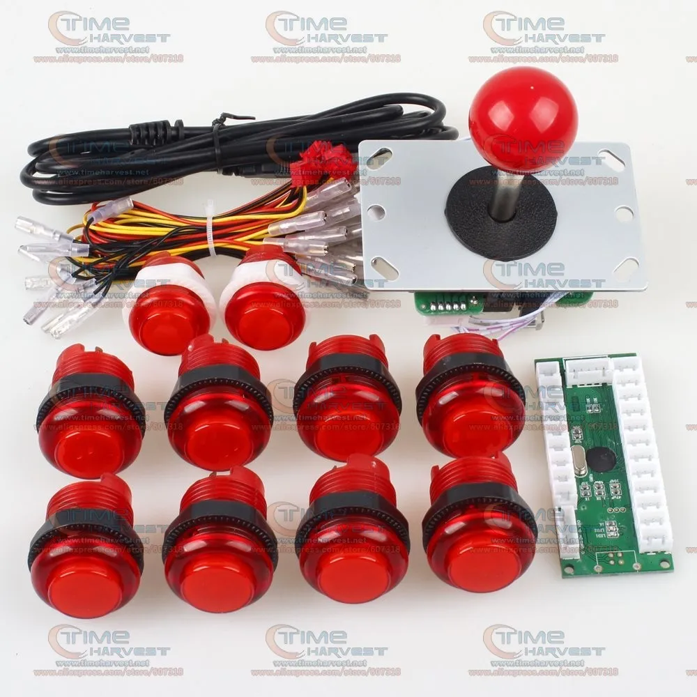 

1 Player USB LED Encoder To PC Games 8 Way Joystick Controllers +5V LED Illuminated Push Buttons For Arcade Joystick DIY Kits