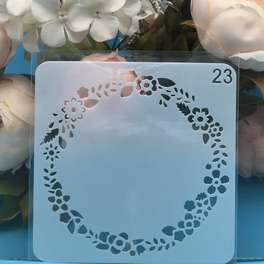 1Pcs 15cm Floral Circle DIY Layering Stencils Wall Painting Scrapbook Coloring Embossing Album Decorative Card Template | Канцтовары для