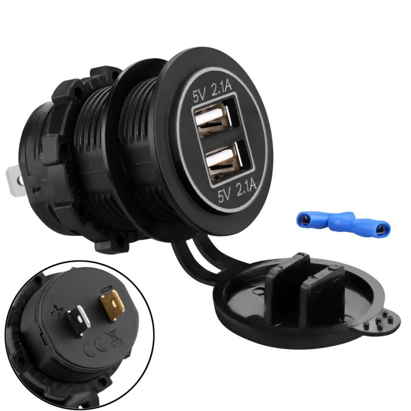 

Wholesal4.2A Voltage Waterproof Socket Adapter Double USB Durable Charger Power Outlet Navigation Digital Display Car Motorcycle