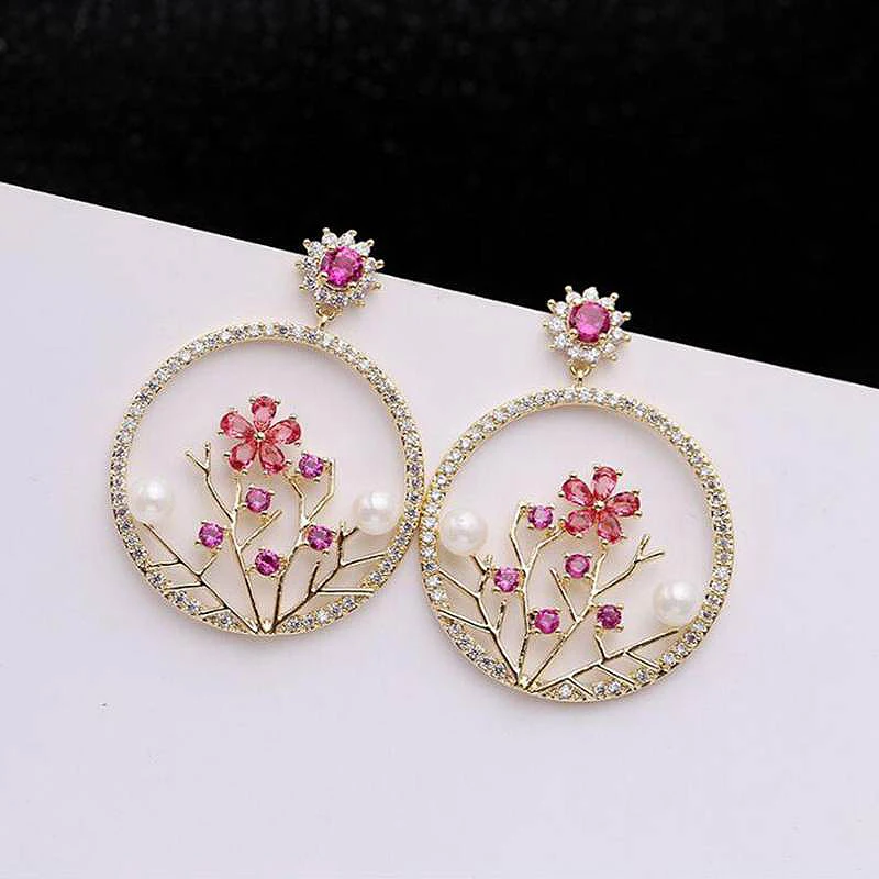 

Ruifan Fashion Korean Style Round Cubic Zircon Gold Color Drop Earrings for Women Pearl Earring Anti allergy Jewelry YEA072