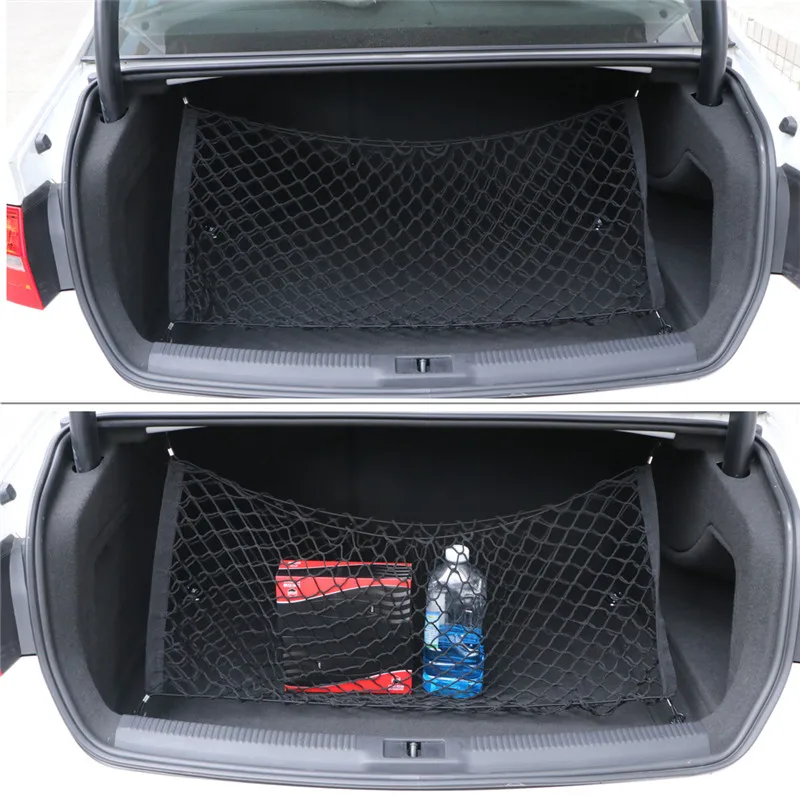 Универсальный ящик для хранения в багажник автомобиля сумка сетка Сетчатая Сумка 90*40 см автомобильный Стайлинг держатель для багажа карманная наклейка органайзер для багажника с 4 крючками