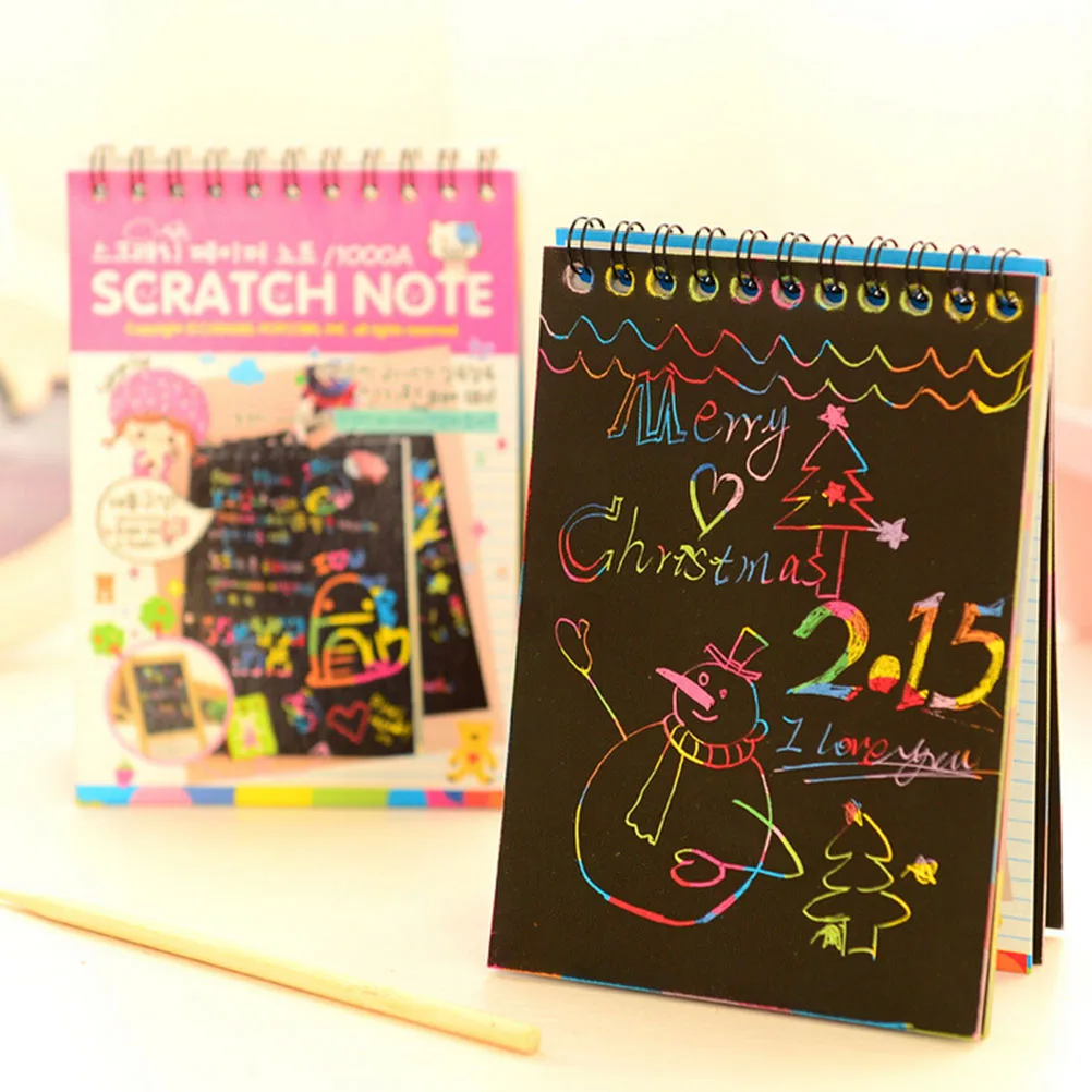 

Black cardboard Scratch note DIY draw sketch notes for kids toy notebook School Supplies