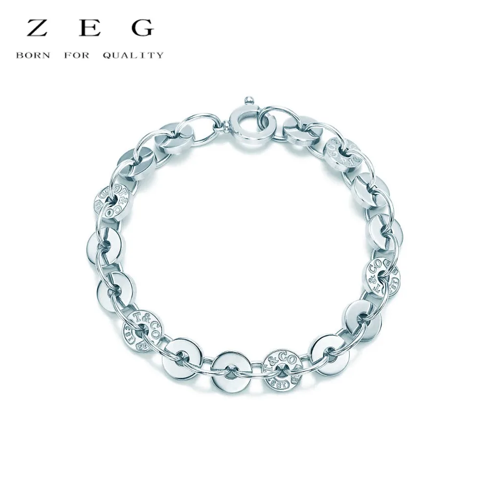 

ZEG High Quality 100% Sterling Silver TIFF Original 1:1 Copy Circle Bracelet Has Logo Contracted Fashion Women Jewelry Free Mail