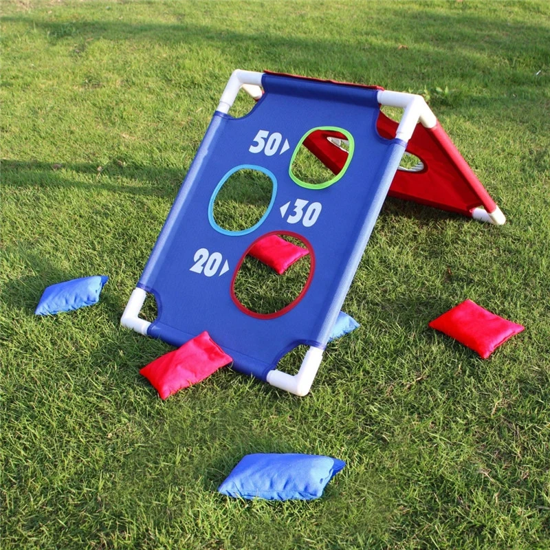 

Kids Parents Sports Toy Foldable Toss Cornhole Game Board Portable Sandbags Game Set 8 Throwing Beanbags Travel Carrying Case