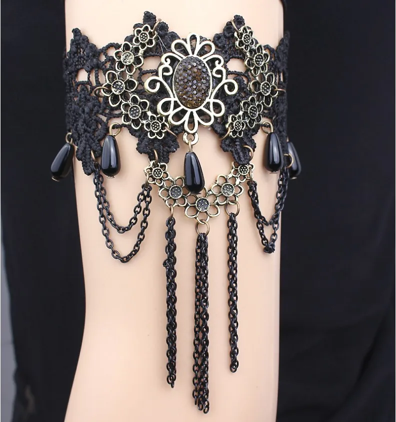 Special OfferFashion Hand made Black Jewelry Lace Arm Chain/Dress