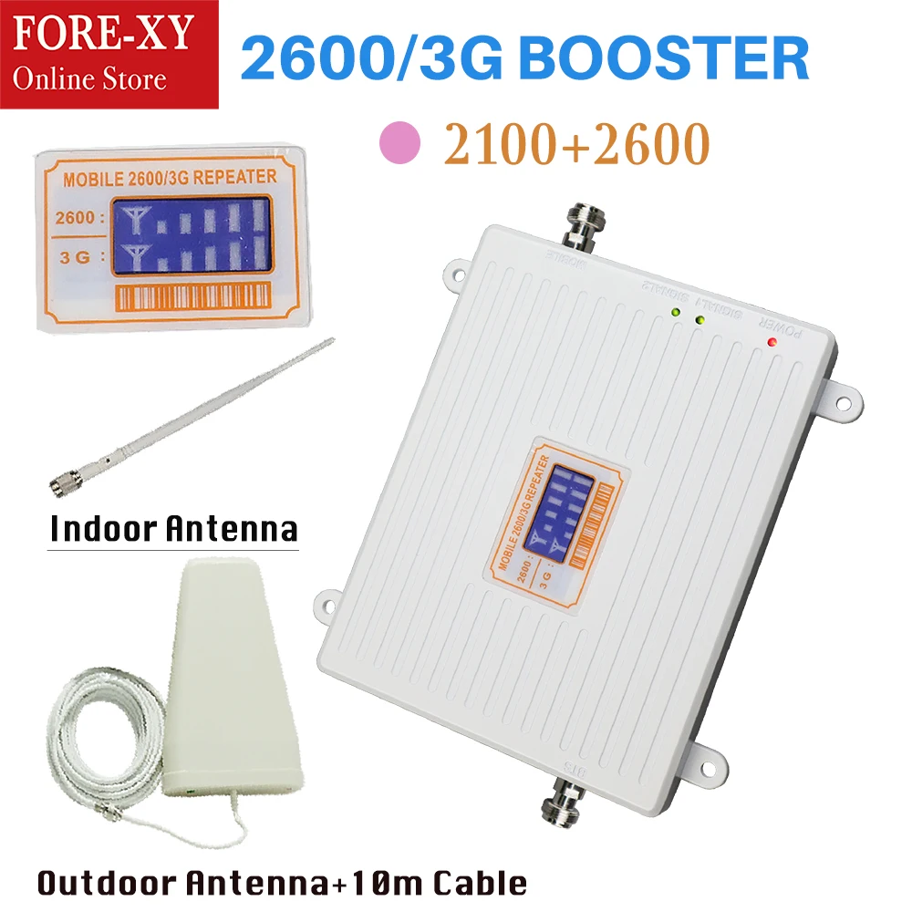 

3G WCDMA 2100 4G LTE 2600 Cellular Signal Booster Amplifier Outdoor Antenna Dual Band Repeater Set for cell phone all carriers