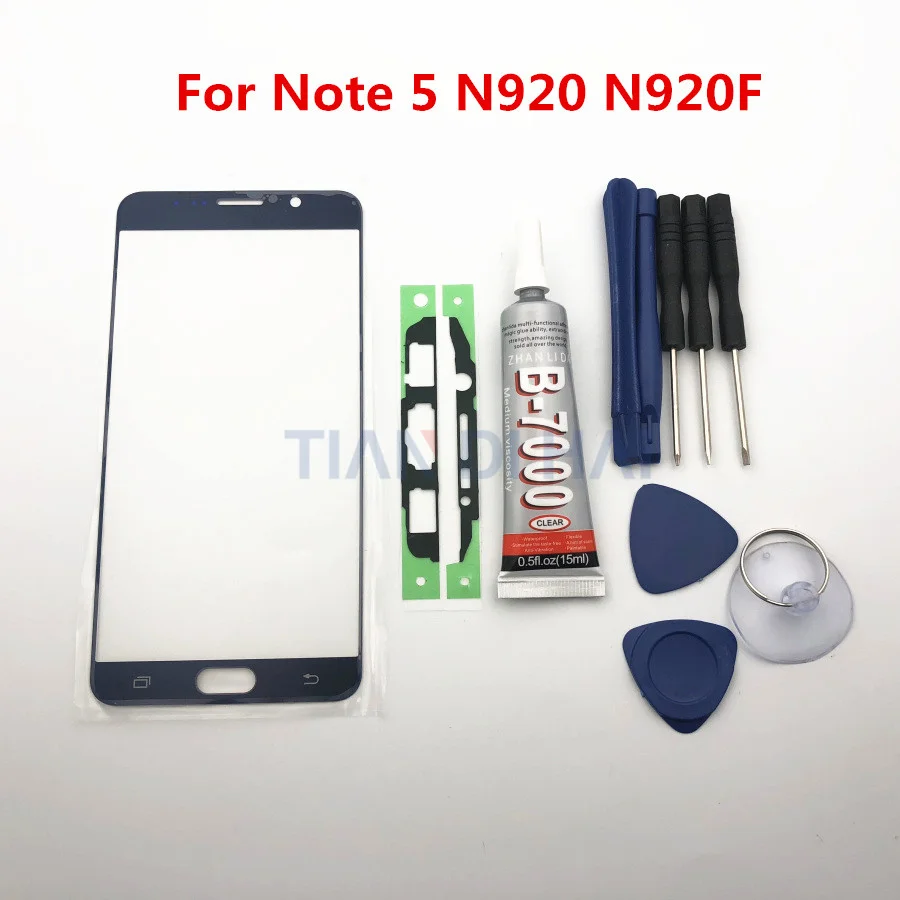 

Note5 Front Outer Glass Lens Cover replacement For Samsung Galaxy note 5 n920 n920f n920v n920p LCD glass & B-7000 Glue & Tools