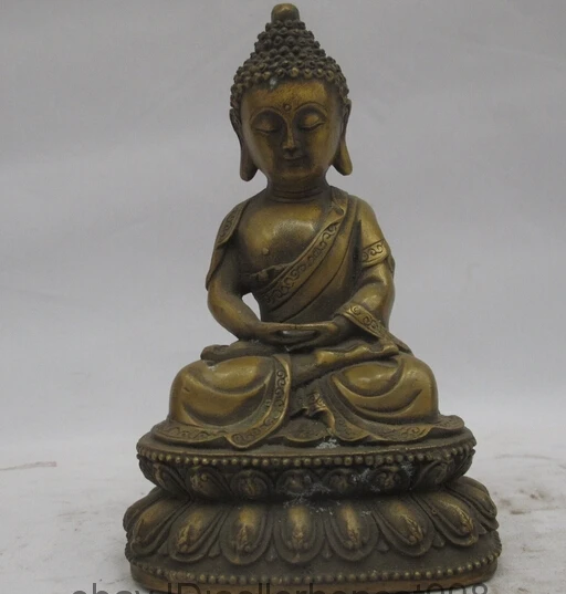 

6"Tibetan Buddhist Monastery Bronze Copper Amitabha Shakyamuni Buddha Statue