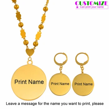 

Anniyo Customize Name Pendant Beads Necklace Earrings Chuuk Marshall Sets Custom Names Jewelry Micronesia Gifts #053421