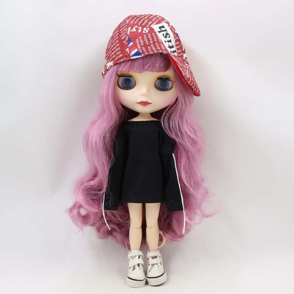 Ледяная кукла DBS Blyth Длинные розовые волосы для суставов белая кожа матовое лицо